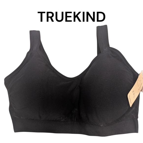 TRUEKIND By Shapermint | Women's Daily Comfort Wirefree Shaper Bra | Blk |  2XL - Picture 2 of 6